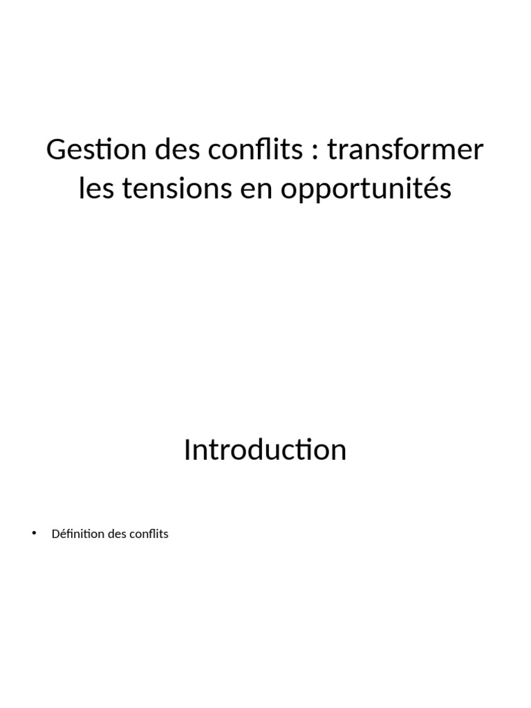 Gestion des conflits : stratégies et solutions | PDF