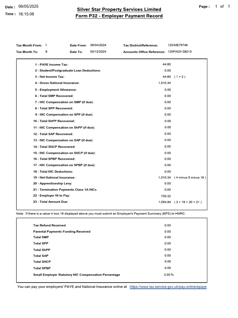 P32 Employer Payment Record Summary | PDF | Taxes | Public Finance