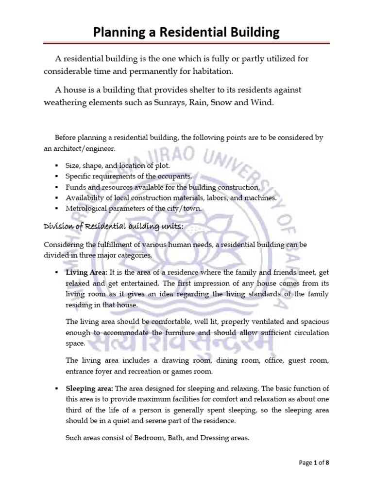 Planning of A Residential Building | PDF | Room | Bedroom