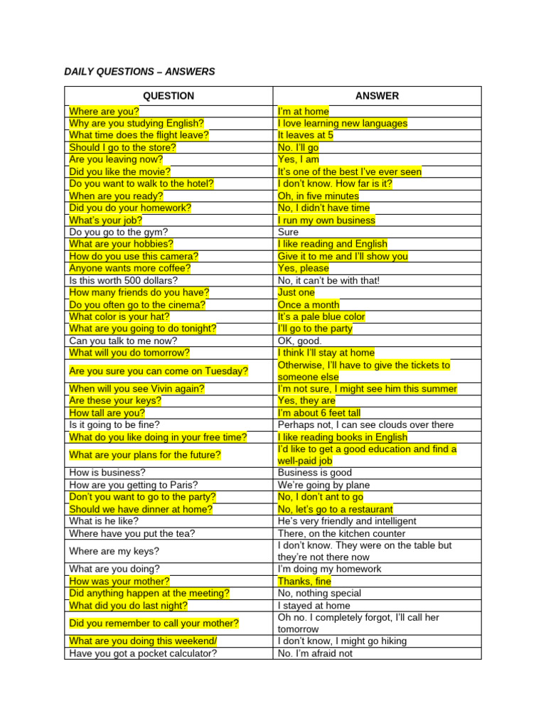 Daily Questions and Answers | PDF