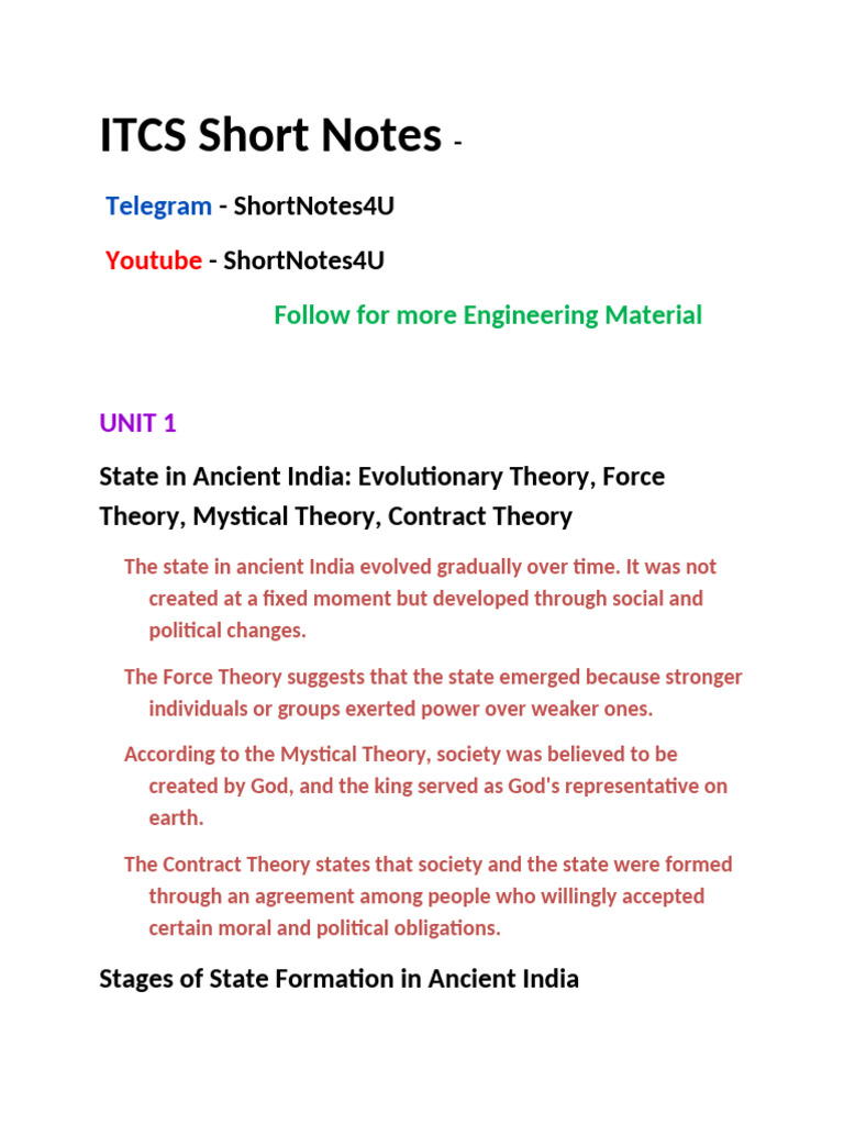 ITCS UNIT 1 - Short Notes - ShortNotes4U | PDF