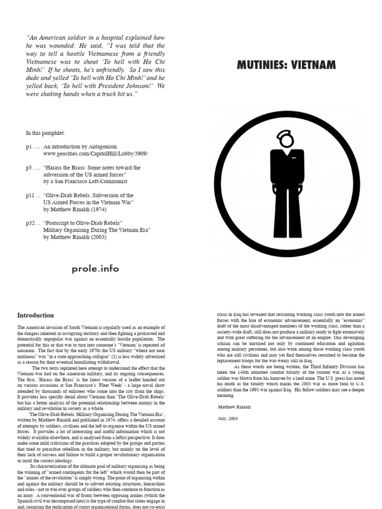 Vietnam War Military Mutinies Analysis | PDF | Desertion | United ...
