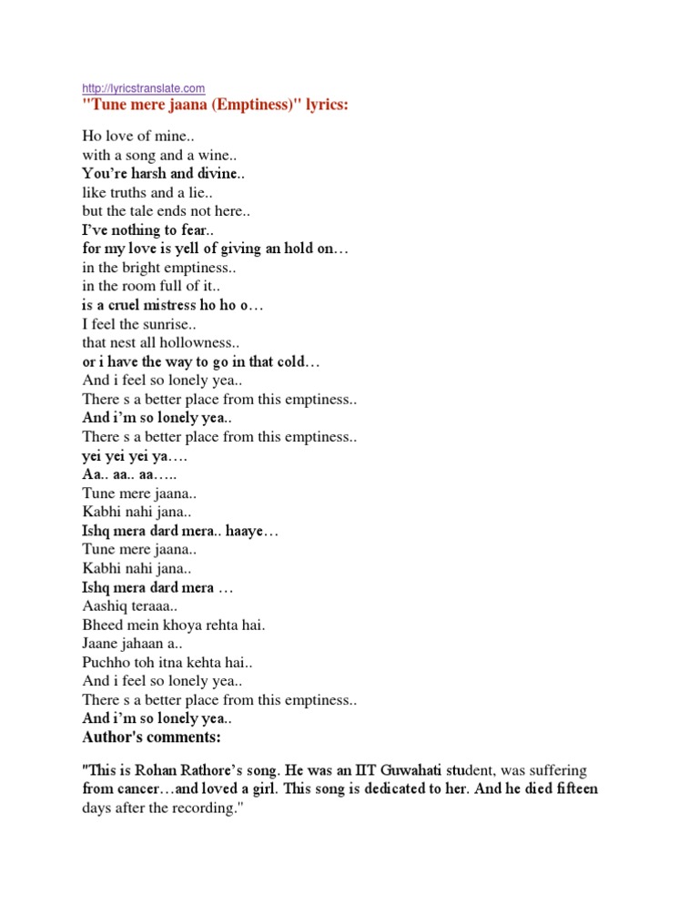 Rohan Rathore's Emptiness Tribute Song | PDF | Poetry