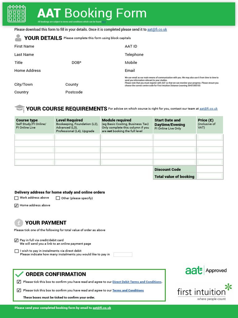 AAT Exam Booking for First Intuition | PDF | Debit Card | Payments