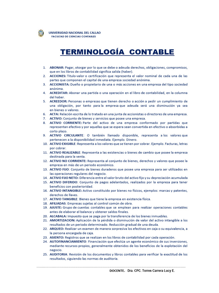 Glosario de Términos Contables | PDF | Contabilidad | Costo