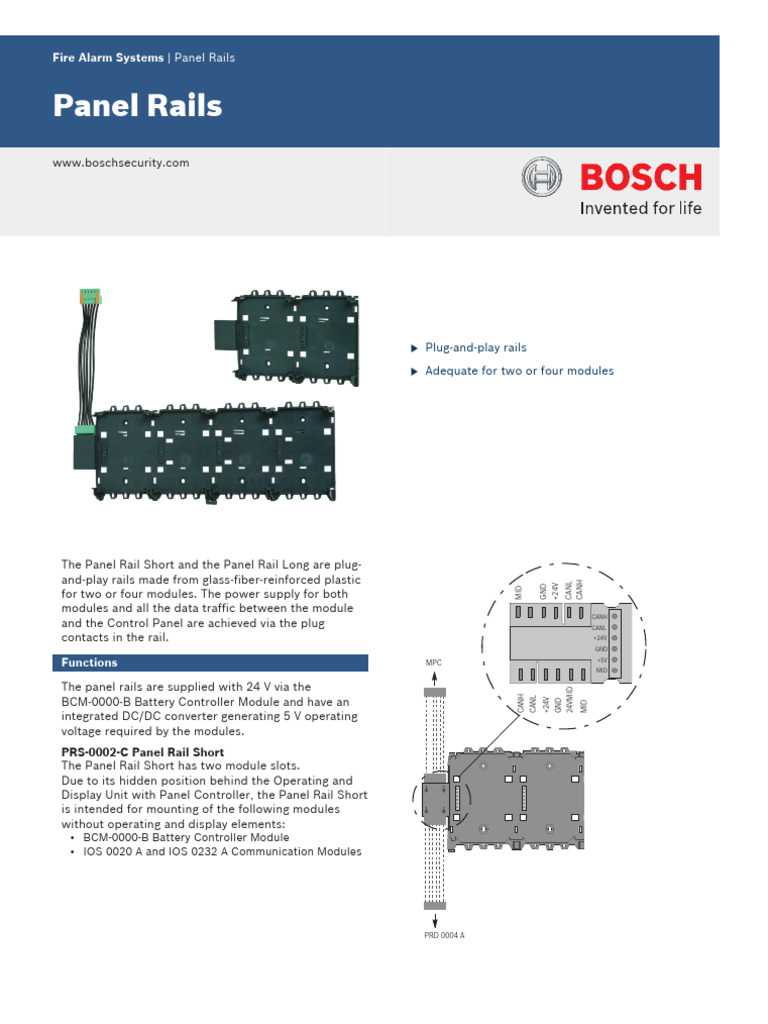 Bosch Panel Rails for Fire Alarms | PDF | Power Supply | Electrical ...