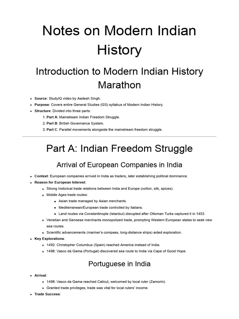 Modern Indian History Overview | PDF