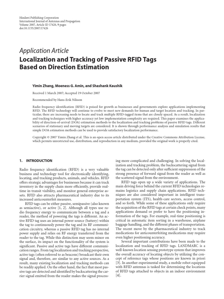 Application Article Localization and Tracking of Passive RFID Tags