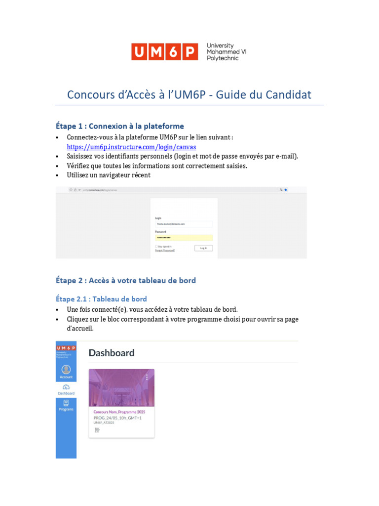 Guide du Candidat pour le Concours UM6P | PDF