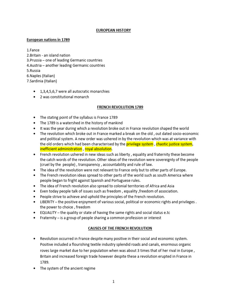 International Affairs Notes | PDF | French Revolution | Taxes