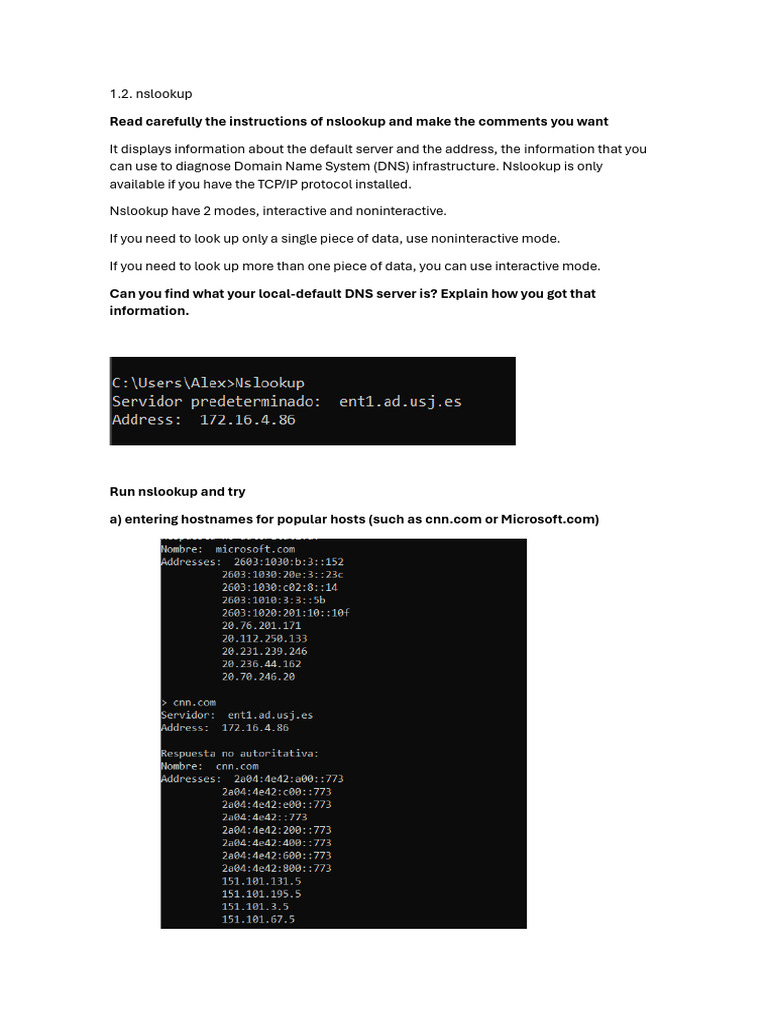Advanced DNS Testing with Nslookup | PDF | Domain Name System ...
