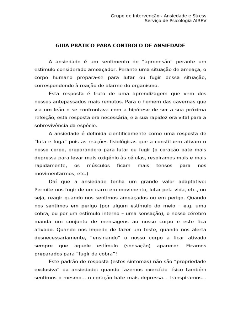 Guia Prático para Controlar a Ansiedade | PDF | Ansiedade | Pensamento