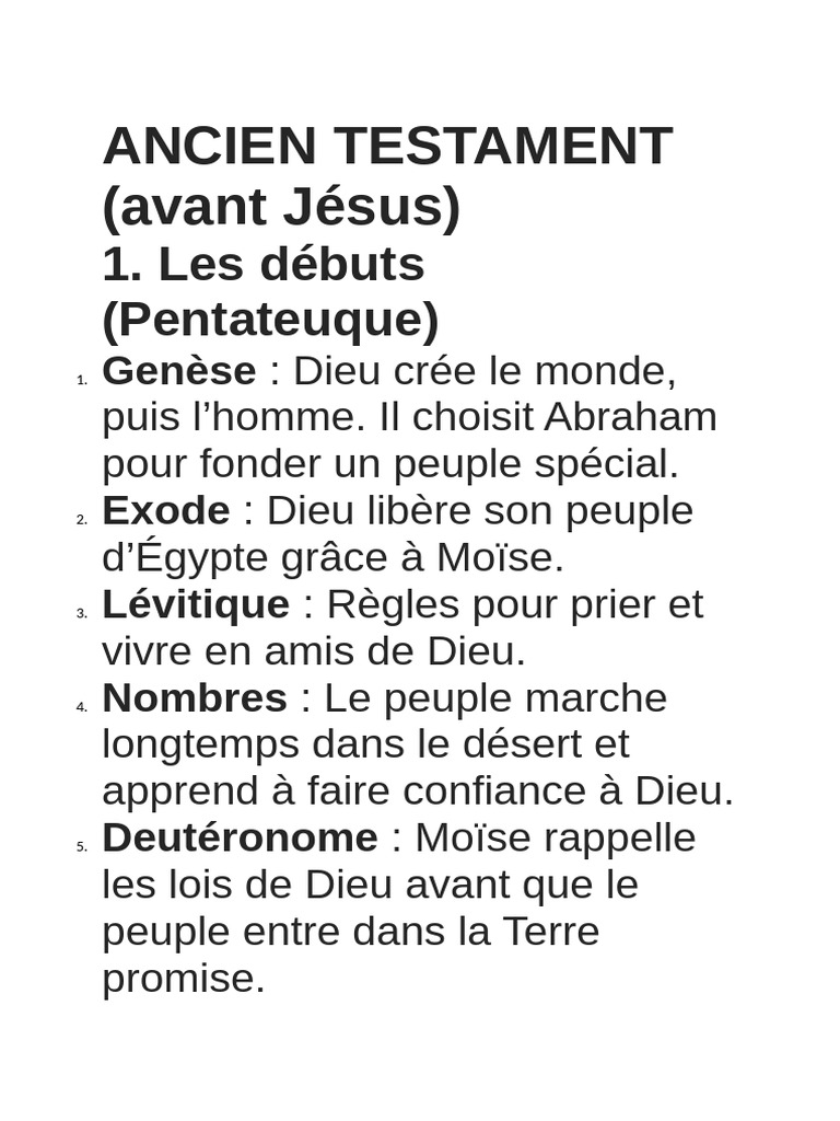 Résumé de l'Ancien Testament | PDF | Livres des Rois | Contenu de la Bible
