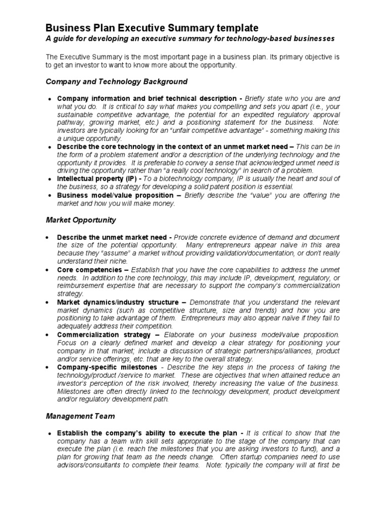 Executive summary strategic business plan picture