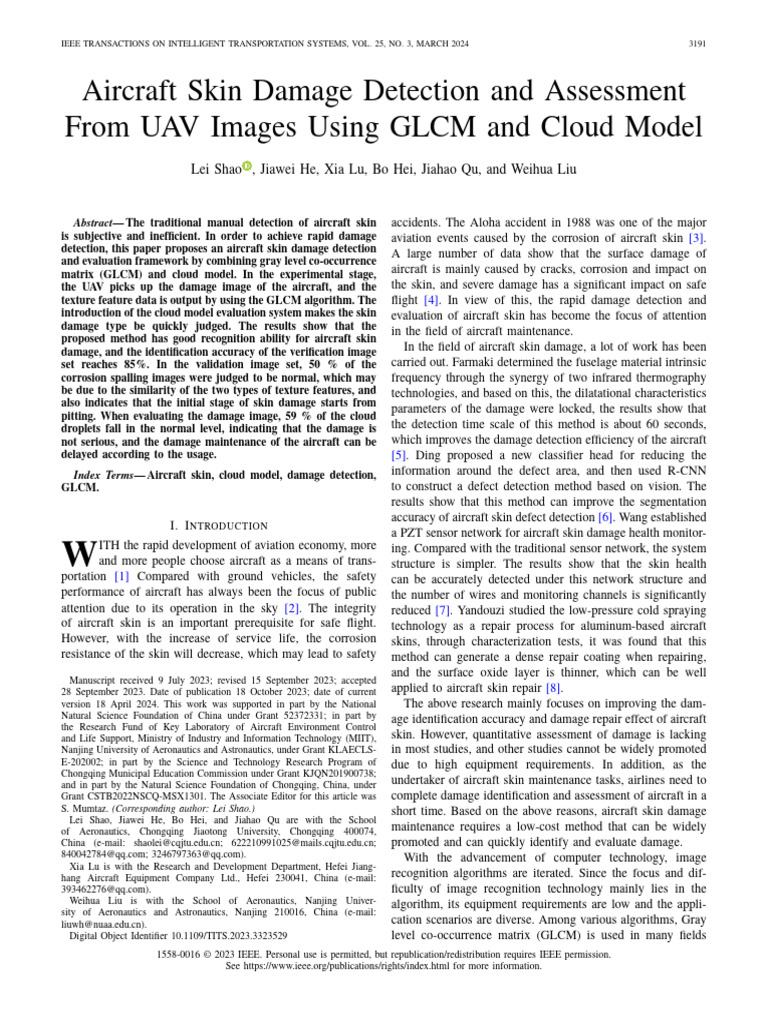 UAV-Based Aircraft Skin Damage Detection | PDF | Support Vector Machine