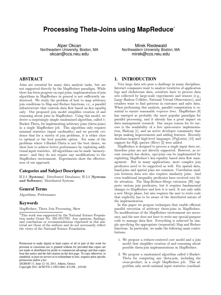 Theta-Join Processing in MapReduce | PDF | Map Reduce | Computing
