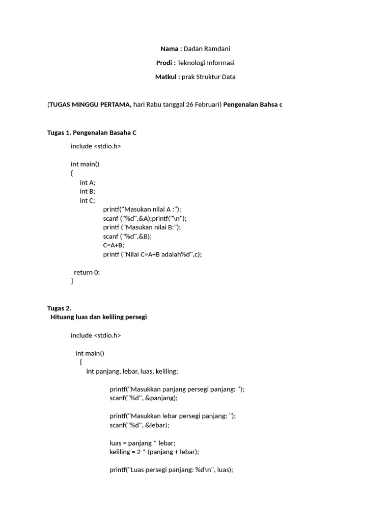 (Tugas Prak 1) DADAN RAMDANI Prak - Struktur Data 2024230014 | PDF