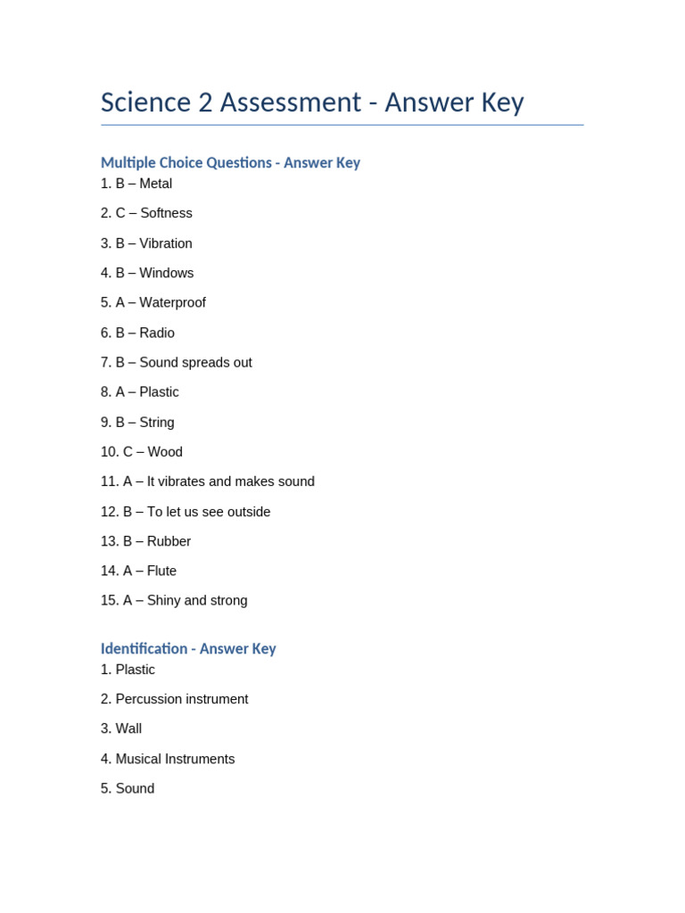 Science 2 Answer Key | PDF