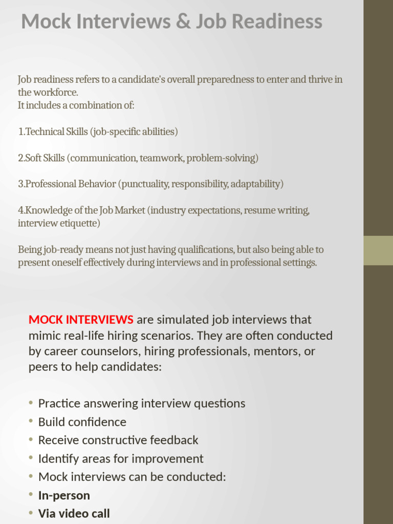 Mastering Job Readiness with Mock Interviews | PDF | Job Interview ...