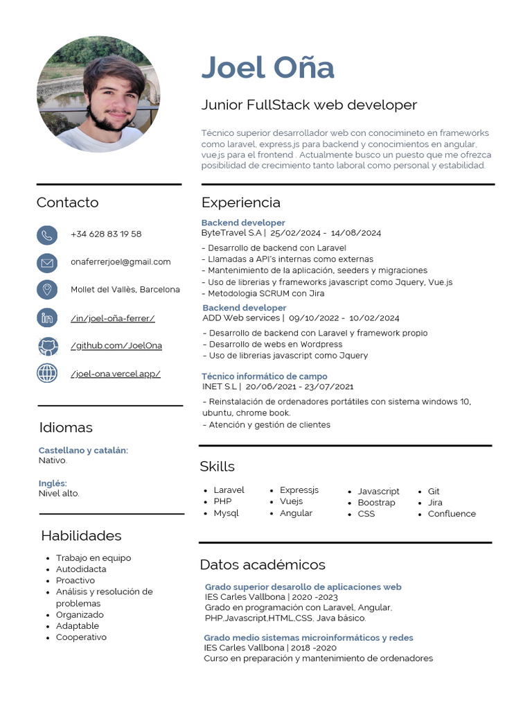 Joel Ona Ferrer CV | PDF | Script Java | Ingeniería de software