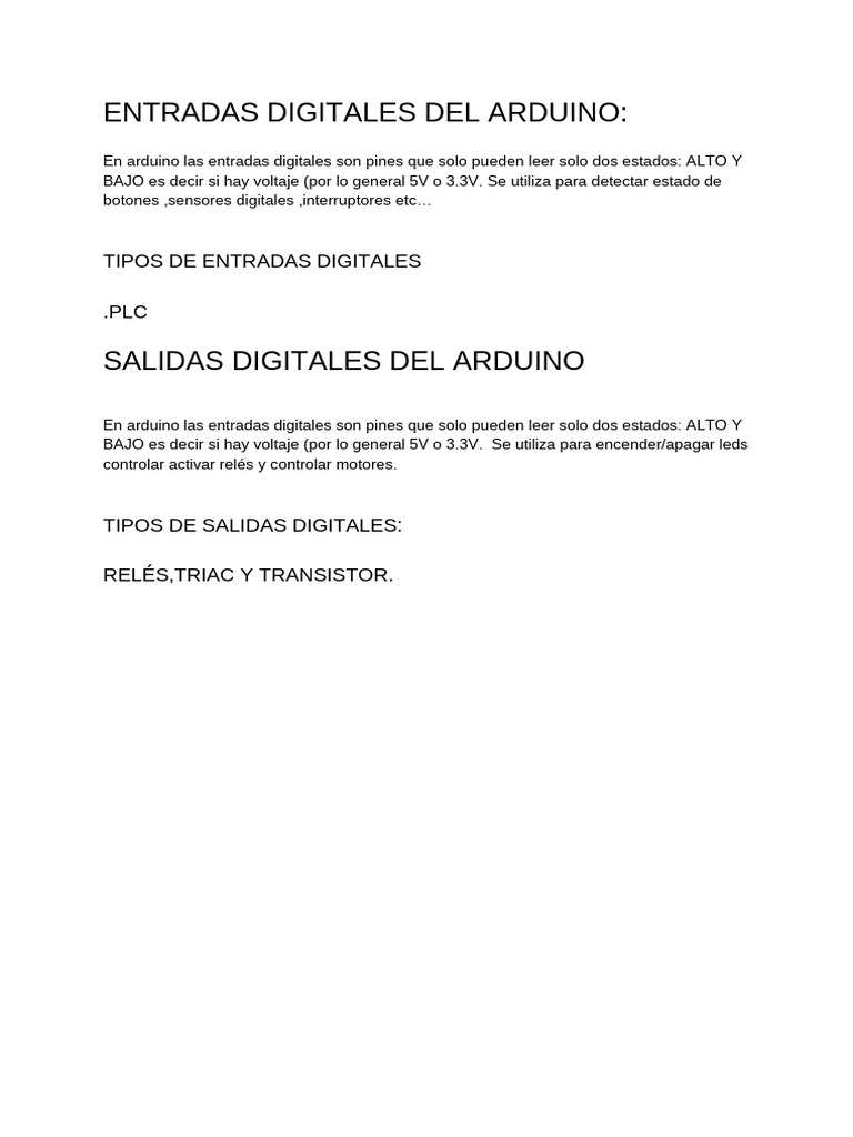 Entradas y Salidas de Un Arduino | PDF