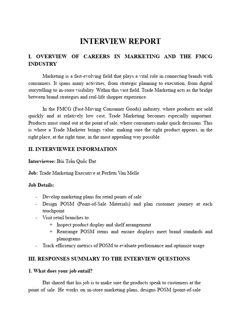 (Group 4) Interview Report | PDF | Marketing | Point Of Sale