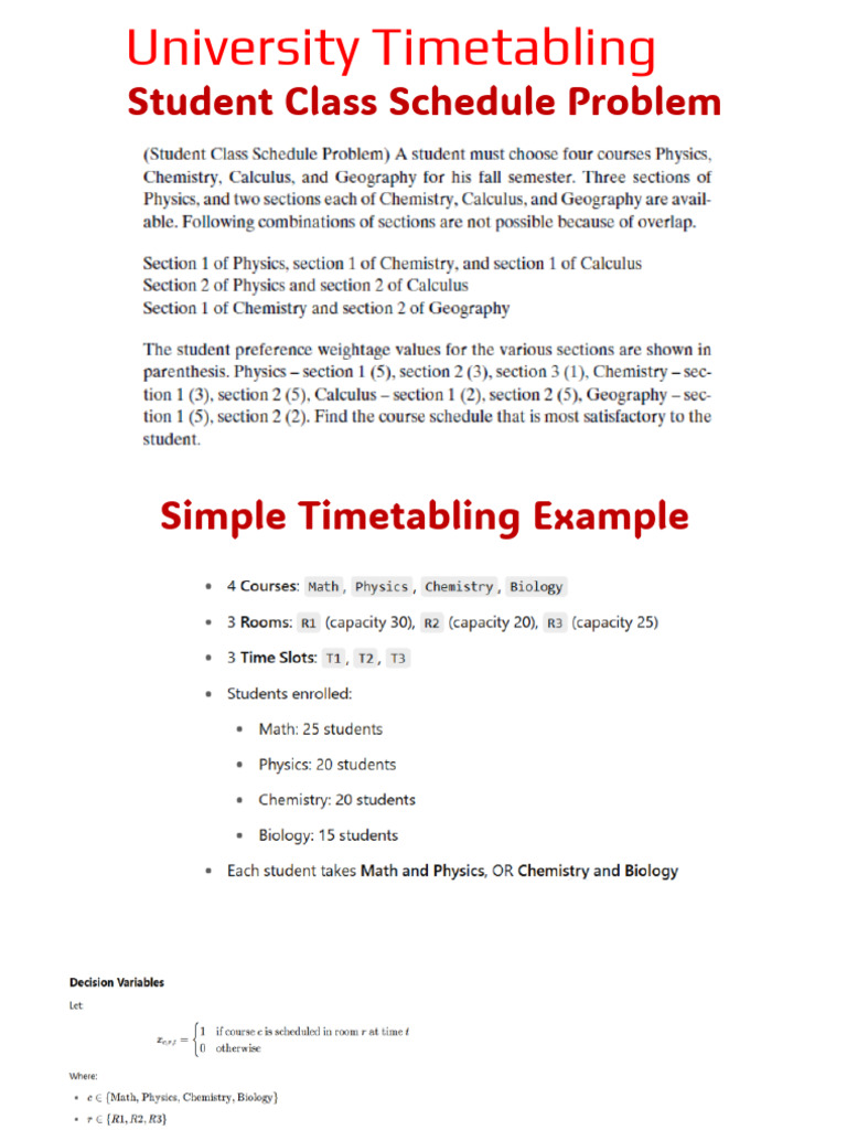 University Class Schedule Solutions | PDF