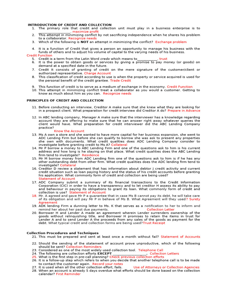 Credit and Collection Principles Overview | PDF | Credit | Finance ...