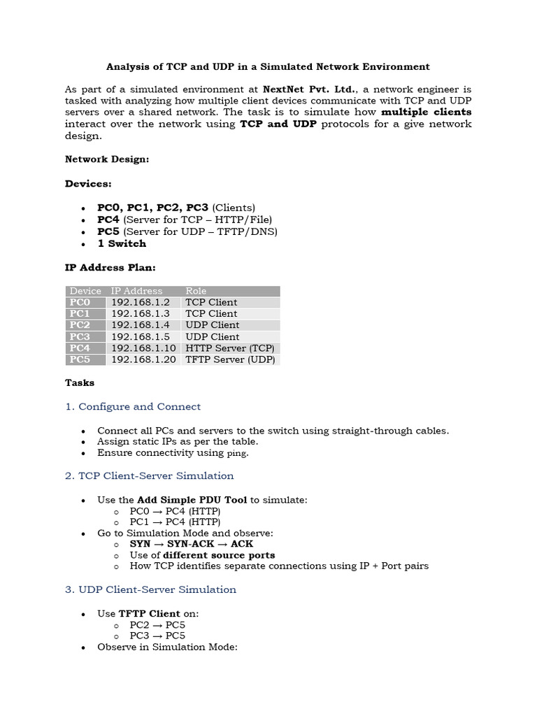 TCP vs UDP Analysis in Network Simulation | PDF