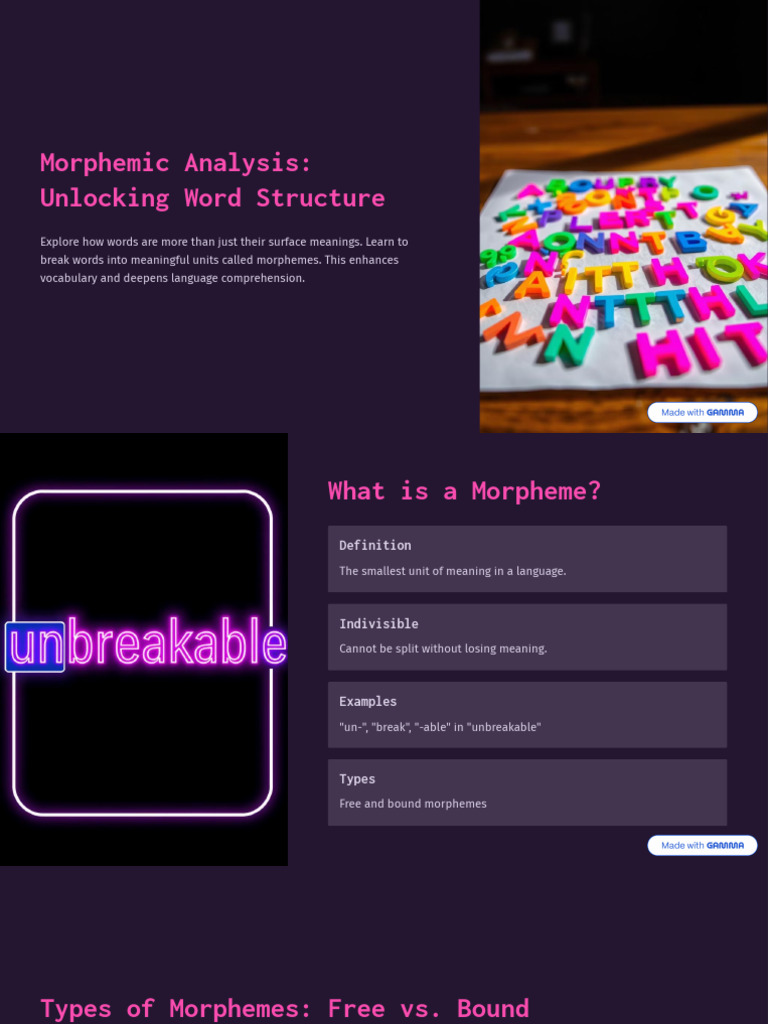 Morphemic Analysis Unlocking Word Structure | PDF | Word | Semantics