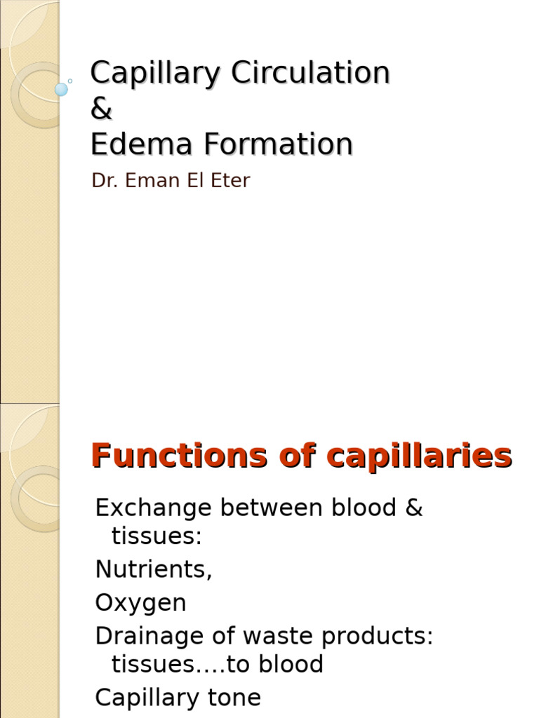 Capillary Circulation and Edema Causes | PDF | Edema | Capillary