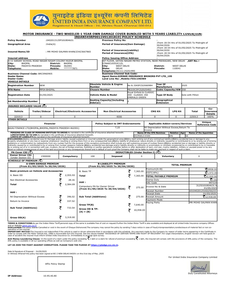 Mohd Salman Khan - Insurence | PDF | Insurance | Business Law
