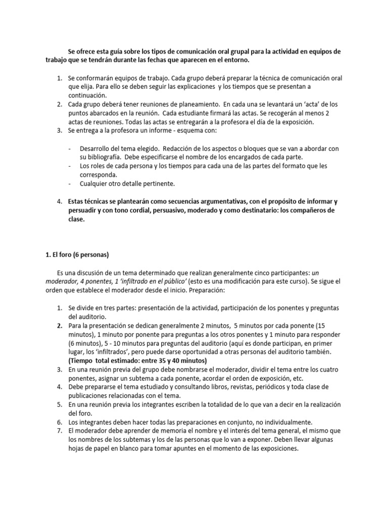 Guía Sobre Los Tipos de Comunicación Grupal | PDF
