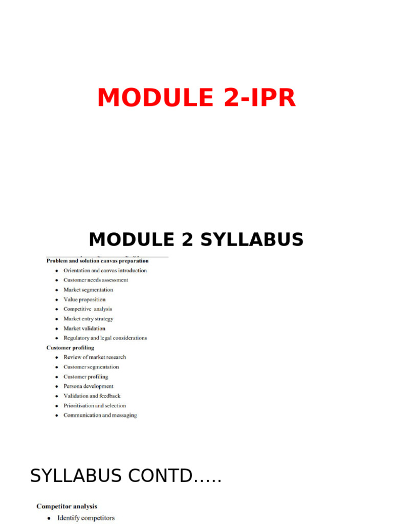 Detailed MODULE 2 IPR Notes | PDF | Market Segmentation | Pricing
