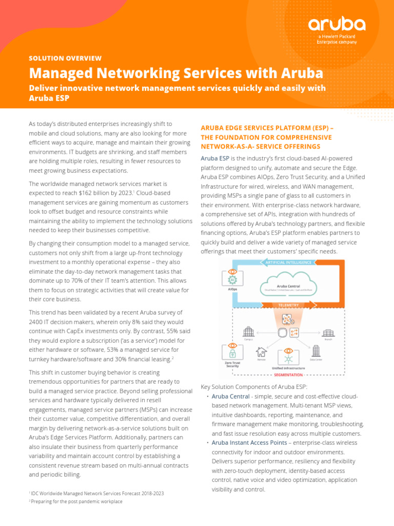 Aruba ESP: Managed Services Overview | PDF | Cloud Computing | Computing