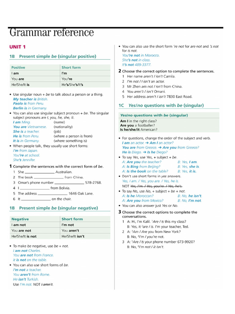 Session 1 - Grammar Day 2 - Yes No Questions in Singular | PDF