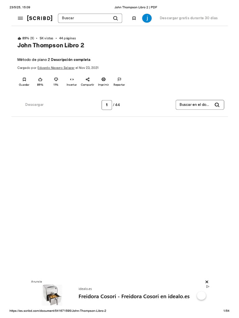 Método De Piano John Thompson 2 Pdf Ciberespacio Red Mundial