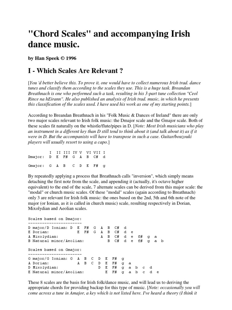 Chord Scales Chord (Music) Folk Music Of Ireland
