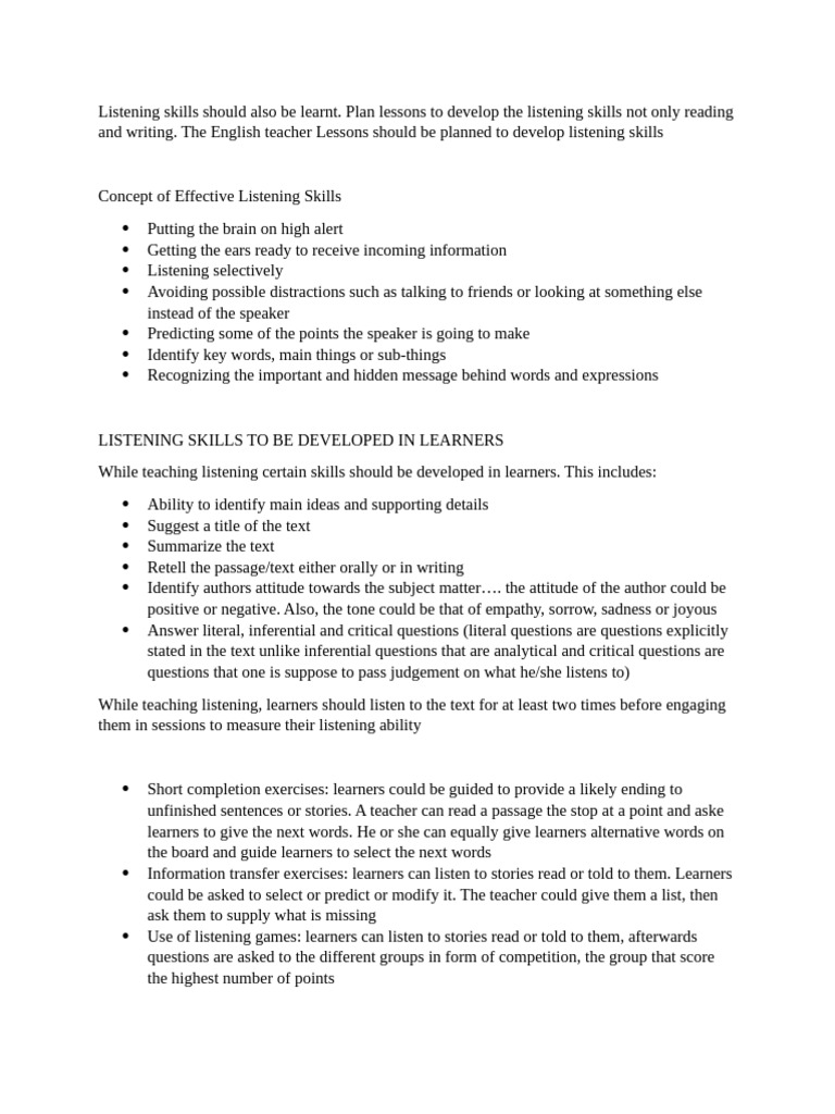 Developing Effective Listening and Speaking Skills | PDF | Nonverbal ...