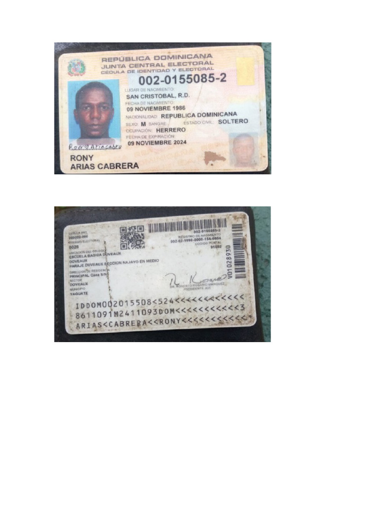 Cedula Rony Arias Cabrera PDF | PDF
