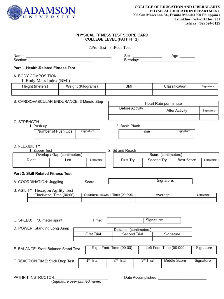 Physical Fitness Test | PDF | Physical Exercise