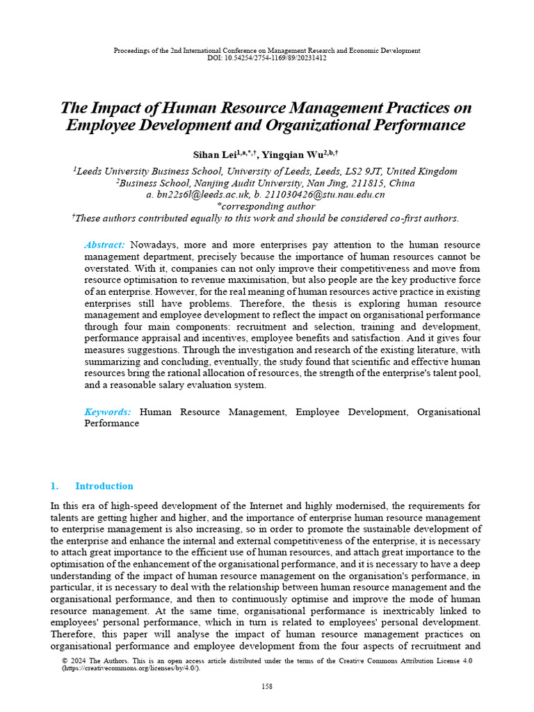 The Impact of Human Resource Management Practices On 52wv9xz317 | PDF ...