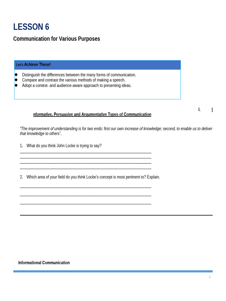 Lesson 6 - Purposive Communication | PDF | Public Speaking | Persuasion