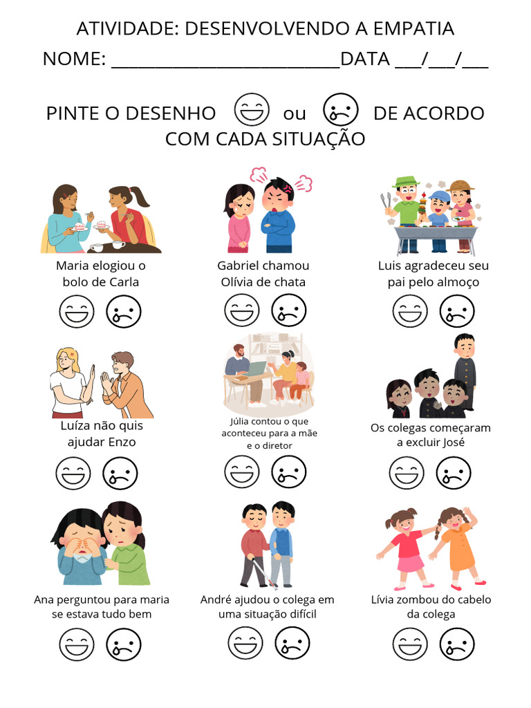 Atividade de Desenvolvimento Da Empatia | PDF