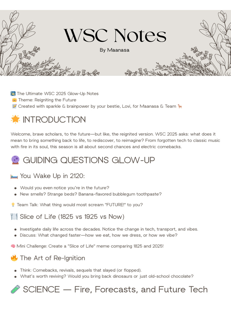 WSC The ALL-COVERED-WITH-INSTRUCTIONS Notes | PDF