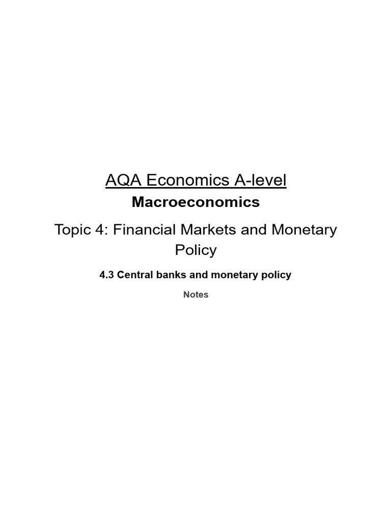 NEW C) Central Banks and Monetary Policy | PDF | Monetary Policy ...