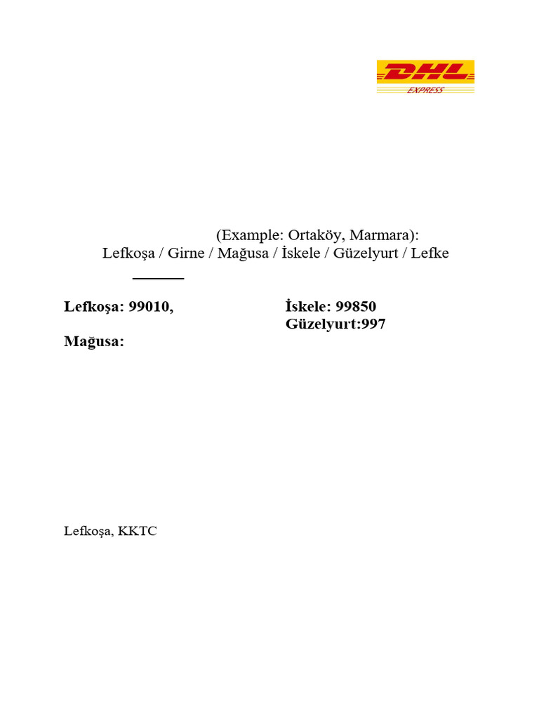 DHL Contact Info for North Cyprus | PDF