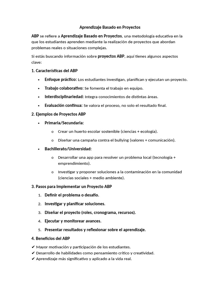 Guía Completa del Aprendizaje Basado en Proyectos | PDF | Aprendizaje ...