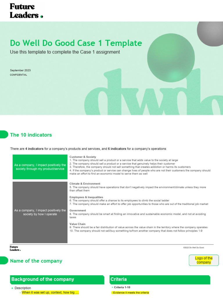 Future Leaders Program - Template - Do Well Do Good Case 1 | PDF ...