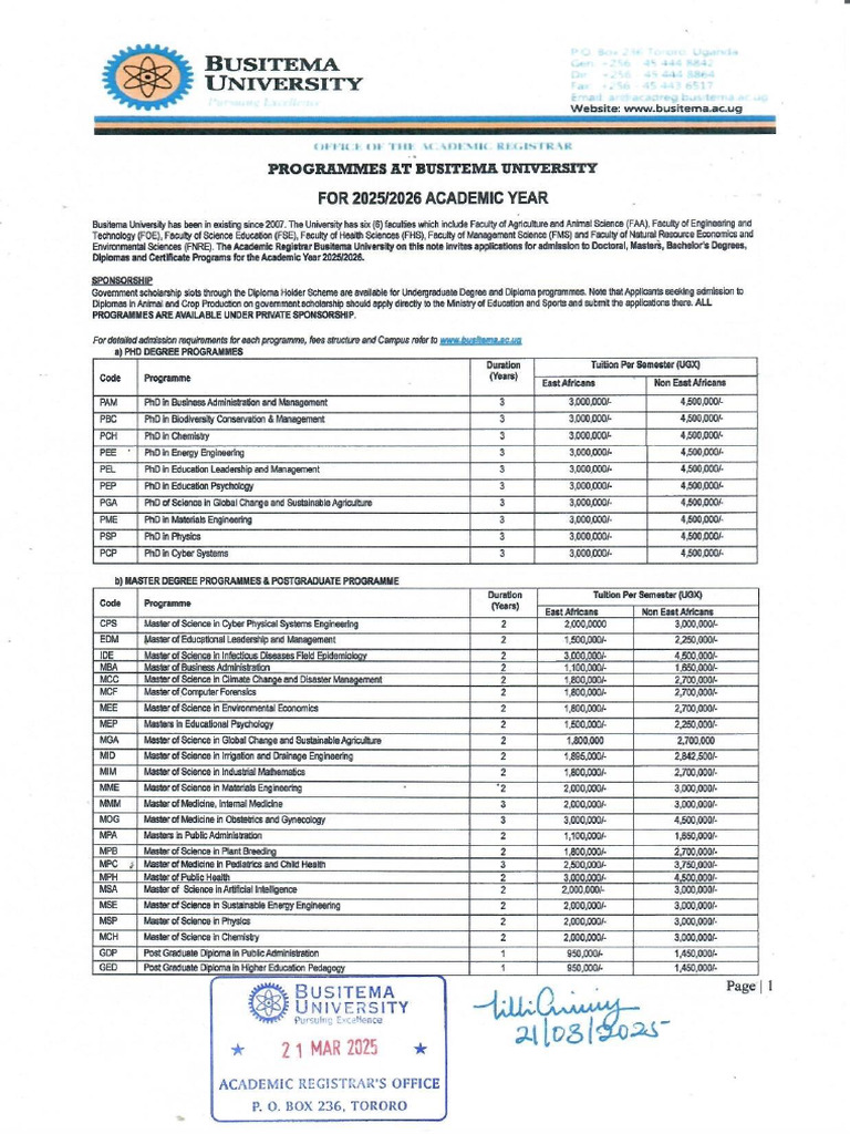 Busitema University Advert For 2025 2026 Ay | PDF